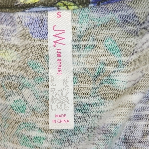 *NWT* JW Floral Green/Violet/Yellow Sleeveless Peplum Top, size Small - Picture 7 of 8